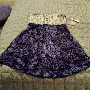 NEW Roxy Strapless Dress S Pattern Blue